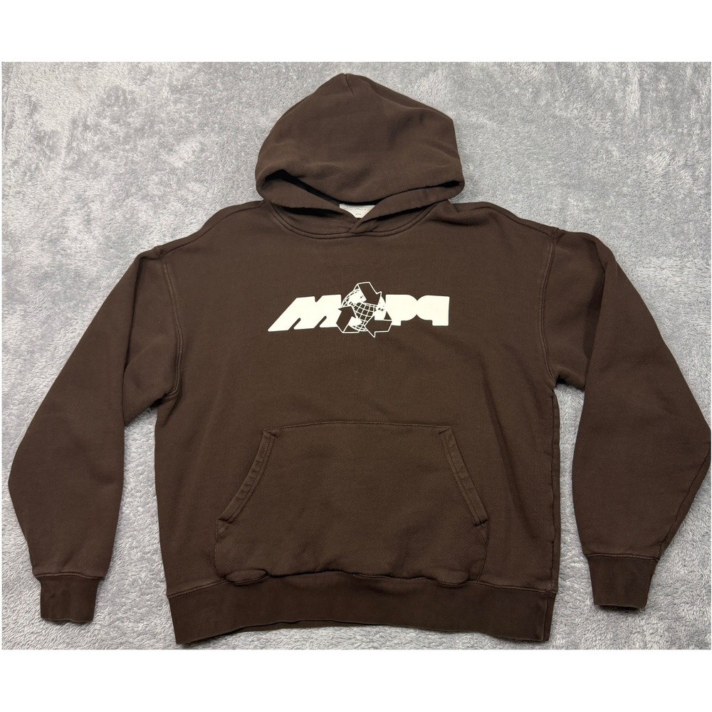Museum of Peace & Quiet Hoodie Women M Brown Recycle Logo Sweatshirt Long Sleeve
